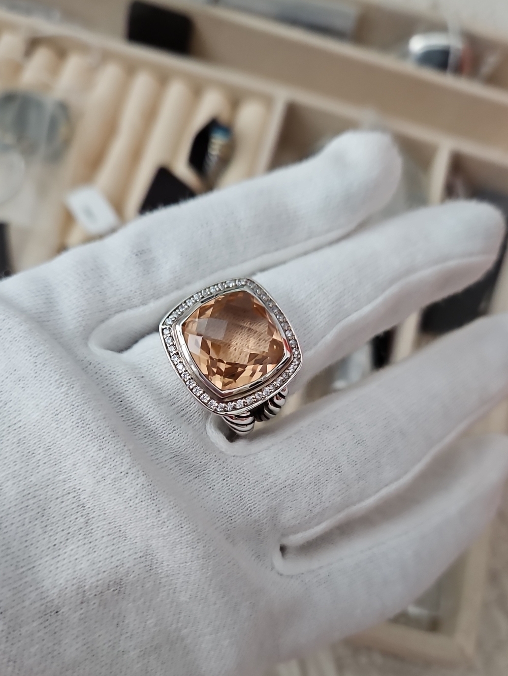 David Yurman Morganite And Diamond Ring 7